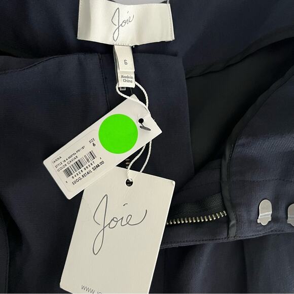 Joie Ianna Black Belted Pleated Pants in Caviar Size 6 NWT - Picture 3 of 8